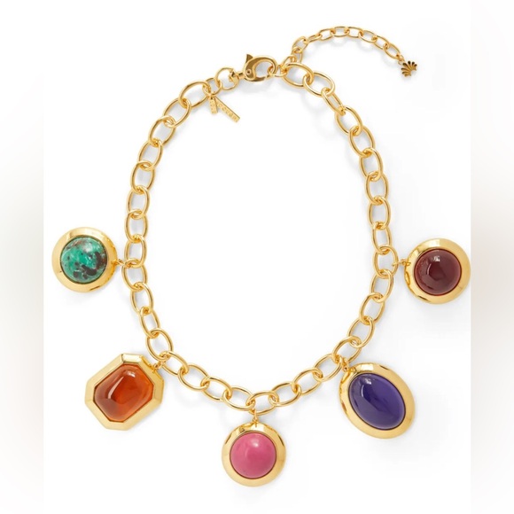 Lele Sadoughi Bezel Jewel Necklace Charm Necklace Gold - Picture 1 of 3